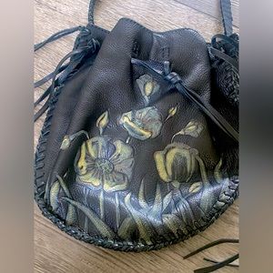 RARE Genuine Leather Vintage Floral Bag
